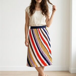 Striped Multicolor Pleated Skirt